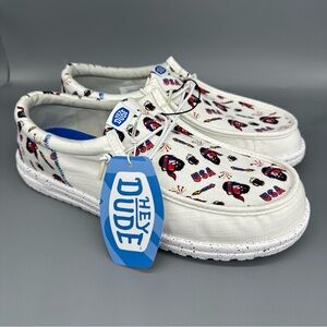 NEW Hey Dude Wally Funk Americana Party Shoes Slip On Comfort White Mens Sizes
